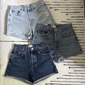 3 pairs - AGOLDE denim shorts (2x Parker Long, 1x Dee), size 25